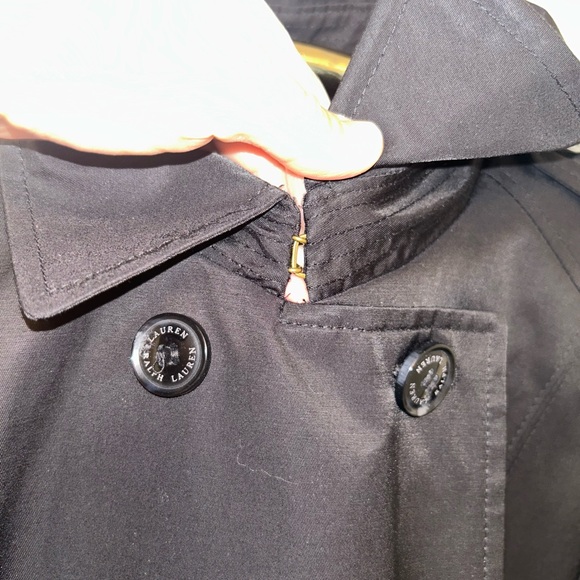 LAUREN Ralph Lauren The Split Needle Skirted Classic Black Trench Coat SZ: M - Picture 4 of 16